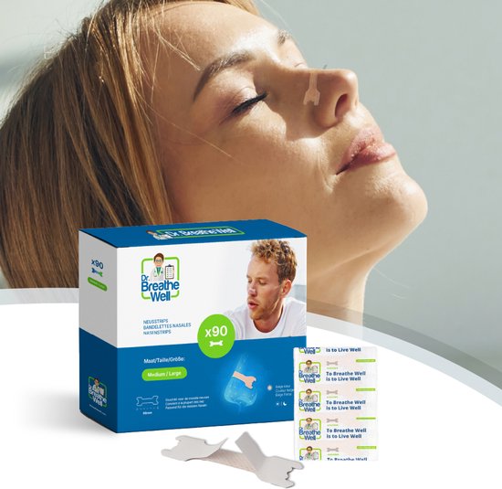 Dr. Breathe Well ™ - 90 Neusstrips tegen snurken - Anti Snurk Pleisters - Neuspleisters - Maat 66mm medium/large - Sterke kleefstof - Eenvoudig te verwijderen - Simply the right choice!
