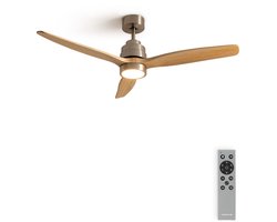 CREATE - Plafondventilator 40W silent 100% hout verschillende maten - S - Met licht - Afstandsbediening - WIND STYLANCE NATURAL WOOD