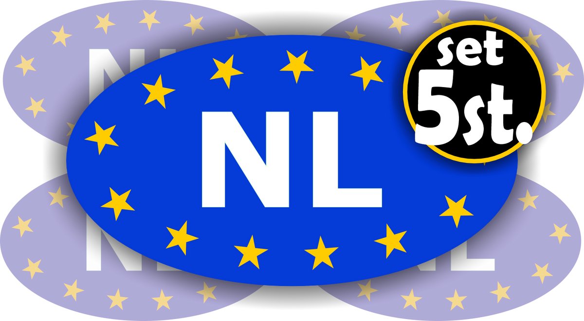 JERMA - NL Europa kenteken sticker set 5 stuks klein formaat