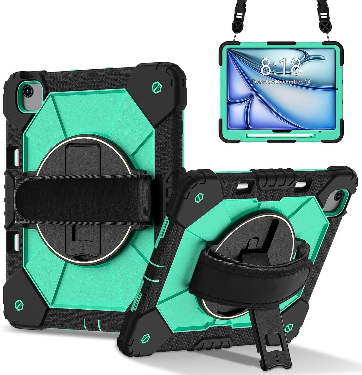 iPad Air hoes - Beschermhoes tablet - Veilig meenemen - Drievoudige bescherming - 13 inch - Groen
