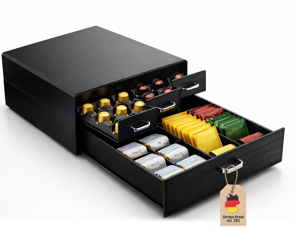 Intirilife Koffiecapsulehouder met Lade, Compatibel met Nespresso, Vertuo en K-Cup Capsules