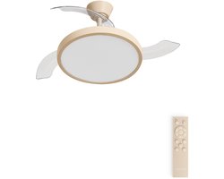 CREATE - Plafondventilator 40W stil met intrekbare bladen met licht - Ø108cm - Zand - Afstandsbediening - WIND CLEAR STUDIO