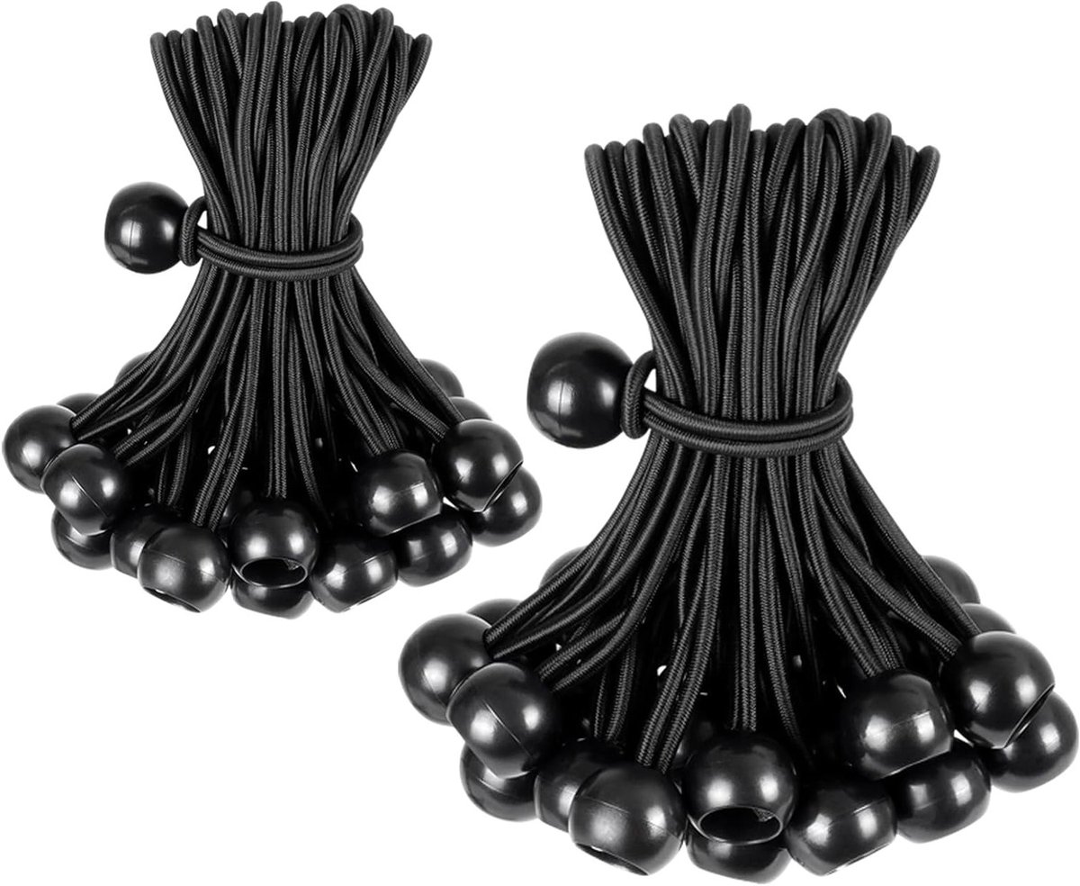 Set van 32 Elastische Rubber Bands met Ballen voor Zeilspanning, Tent, Banner en Gazebo Gebruik, 10 cm / 15 cm Hoogte en Sterke Rekbaarheid voor Effectieve Bevestiging