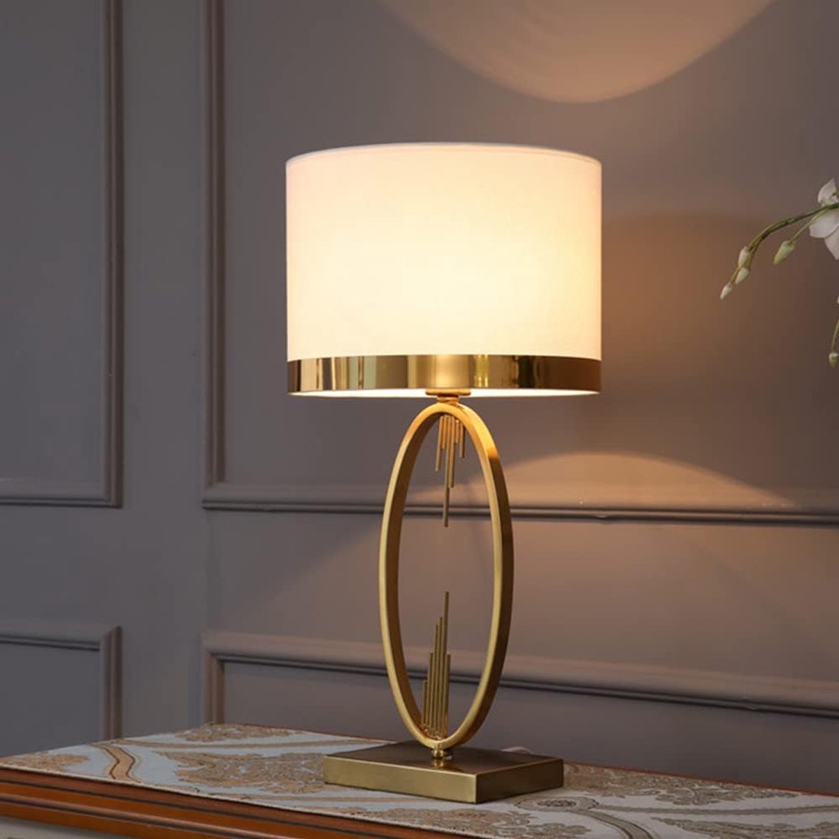 Moderne Tafellamp Met Stoffen Kap - Elegant Bedlampje Voor Slaapkamer En Woonkamer - E27 Fitting - Zwart