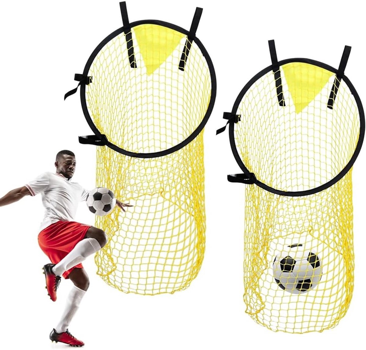 Draagbaar Voetbaldoel met Net en 4 Verstelbare Straps voor Precisietraining van Schoten en Doelgerichtheid