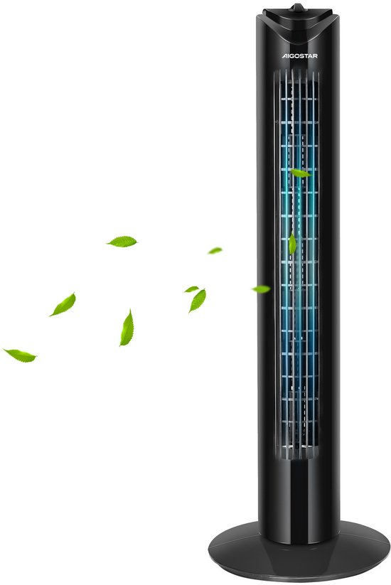 Aigostar Torenventilator 82cm – Stil, Bladloos, 3 Snelheden, 85° Oscillerend, Timer, Zwart, 45W