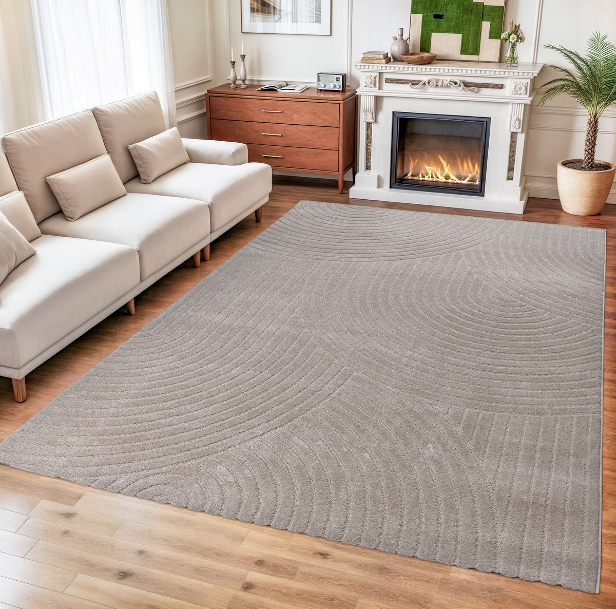 Muratap Vivant Japandi - Vloerkleed Laagpolig Effen - Beige- 280x380 CM Creme