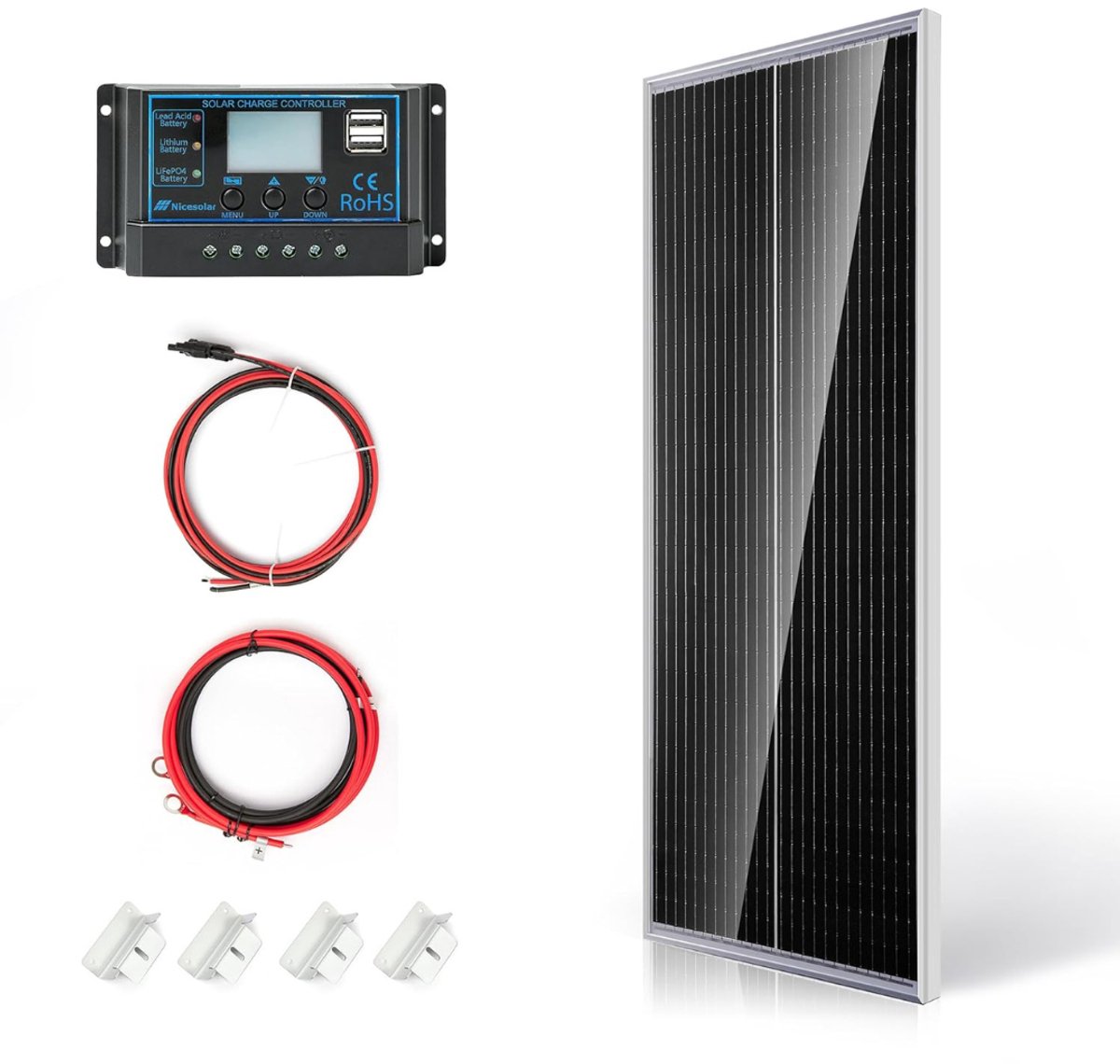 DD® Zonnepanelen Compleet Pakket - Zonnepanelen Plat Dak - Zonnepanelen met Stekker - Zwart - 1‎15cm x 45cm x 4cm