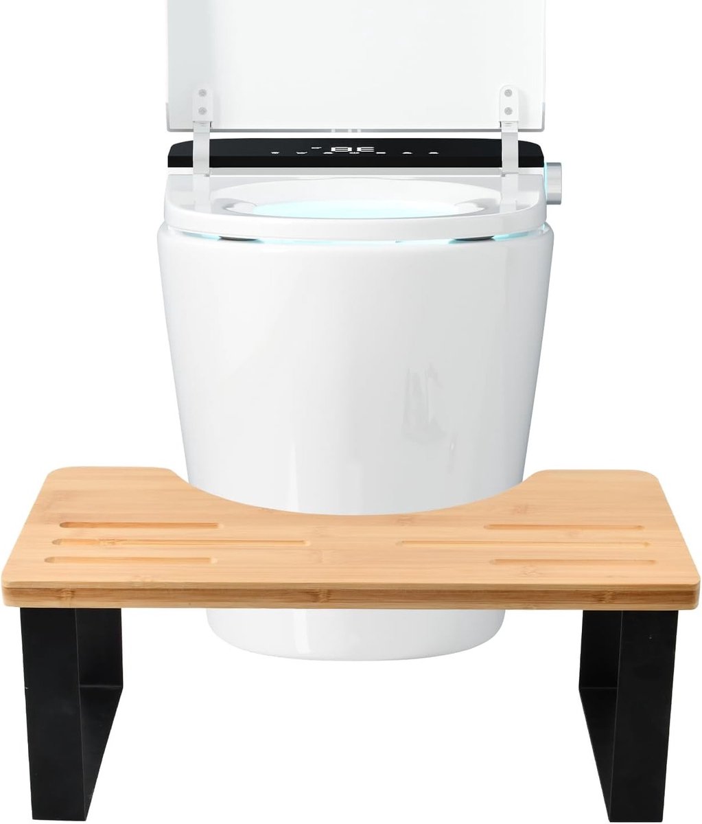 Ergonomische Houten Toiletkruk - Antislip WC Kruk voor Gezondere Zithouding - Geschikt voor Volwassenen en Kinderen