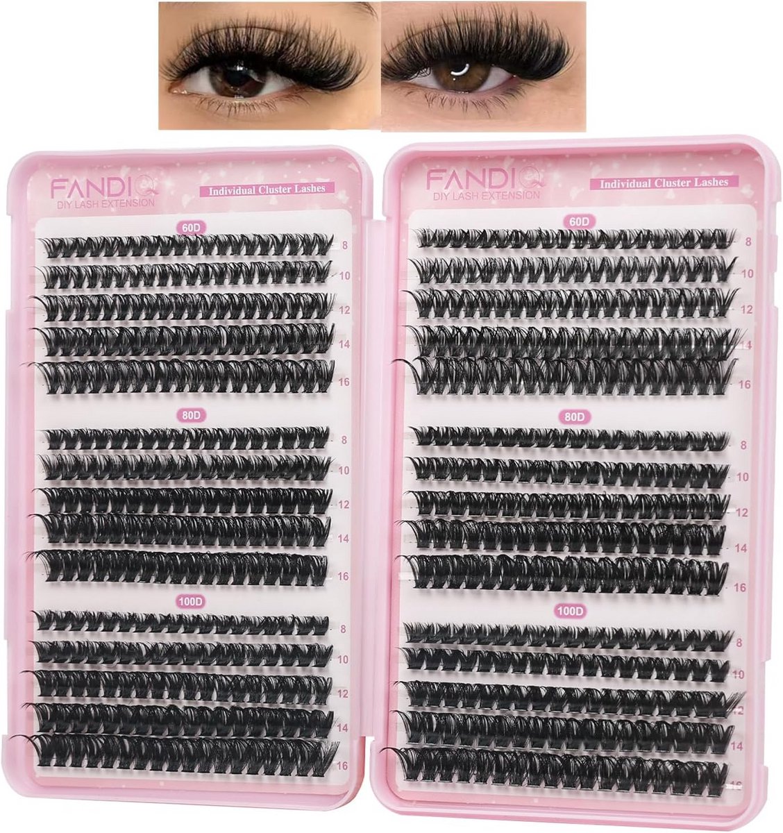 Individuele Wimpers Clusters D-Kromming – DIY Wimperverlenging Zacht & Pluizig