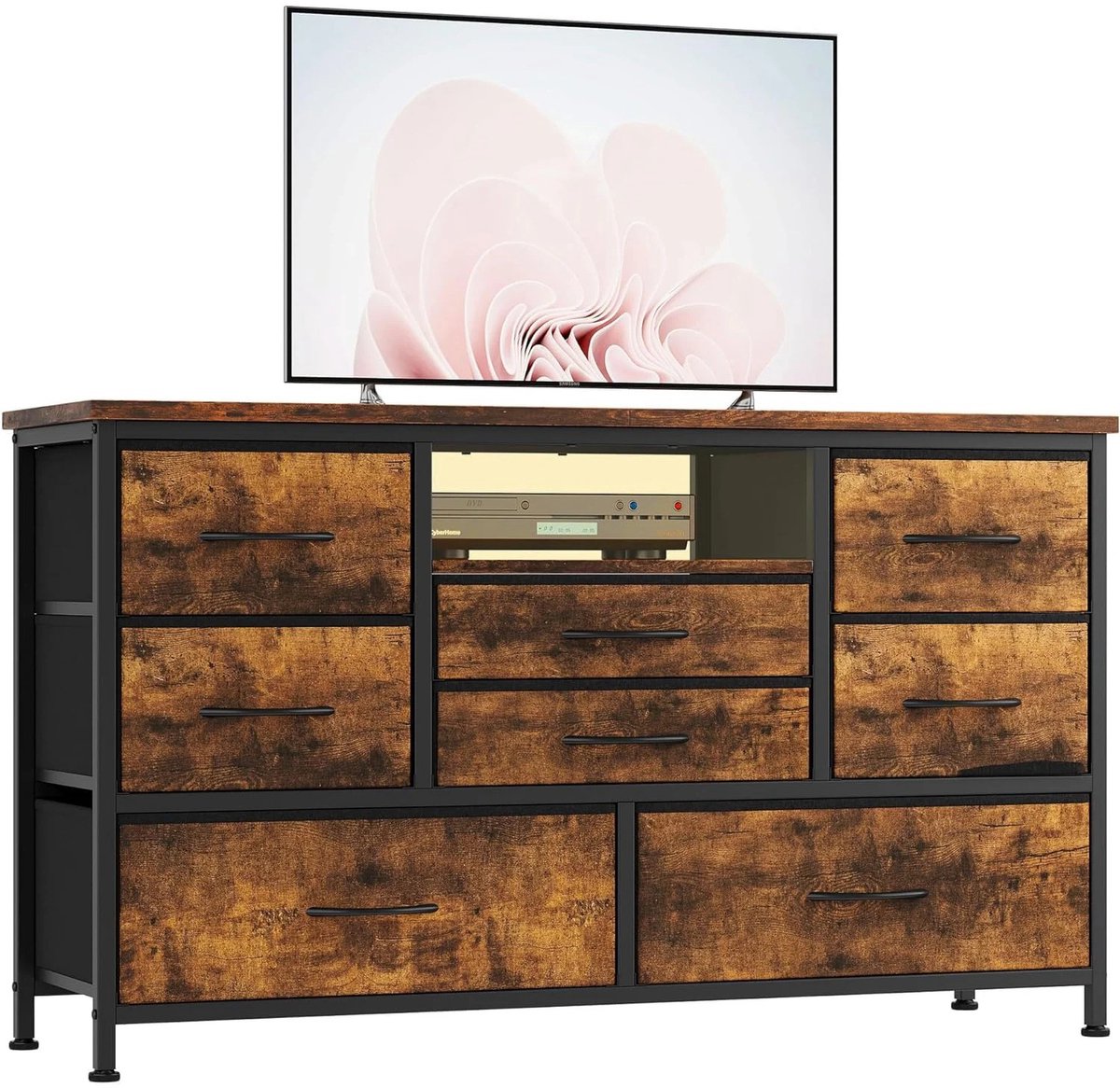 Geargalaxy TV-Meubel met 8 Laden - Televisiemeubel - Opbergkast - TV Dressoir - Mediameubel - Met LED Verlichting - Bruin