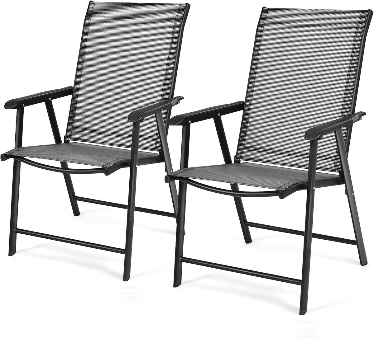 KOMFOTTEU 2 stuks Tuinstoelen, inklapbaar, met hoge rugleuning, weerbestendig, belastbaar tot 150 kg, voor terras, balkon, strand, 68 x 59 x 93 cm