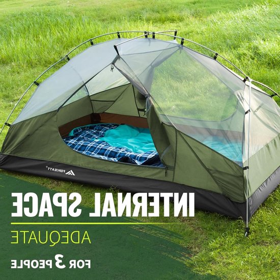 Camping tent voor 2-3 personen met 2 deuren, ventilatie, waterdicht en lichtgewicht voor backpacken, ideaal voor kamperen en wandelen in alle seizoenen. van Camping — afbeelding 4
