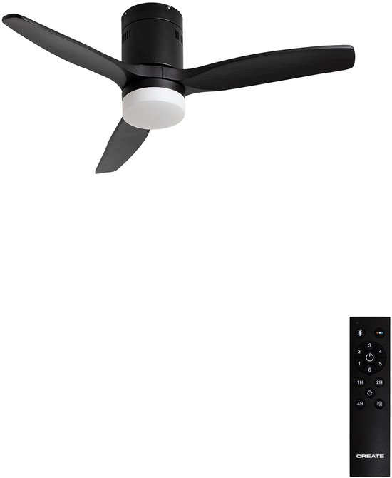 Plafondventilator hout 40W stil 132cm met LED licht 3 kleuren, afstandsbediening, timer, binnengebruik