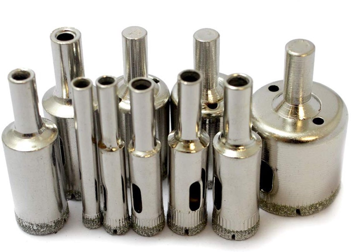 Set van 10 Diamant Boorbits voor Glas, Tegels en Keramiek - Ideaal voor DIY Projecten, 6mm-30mm