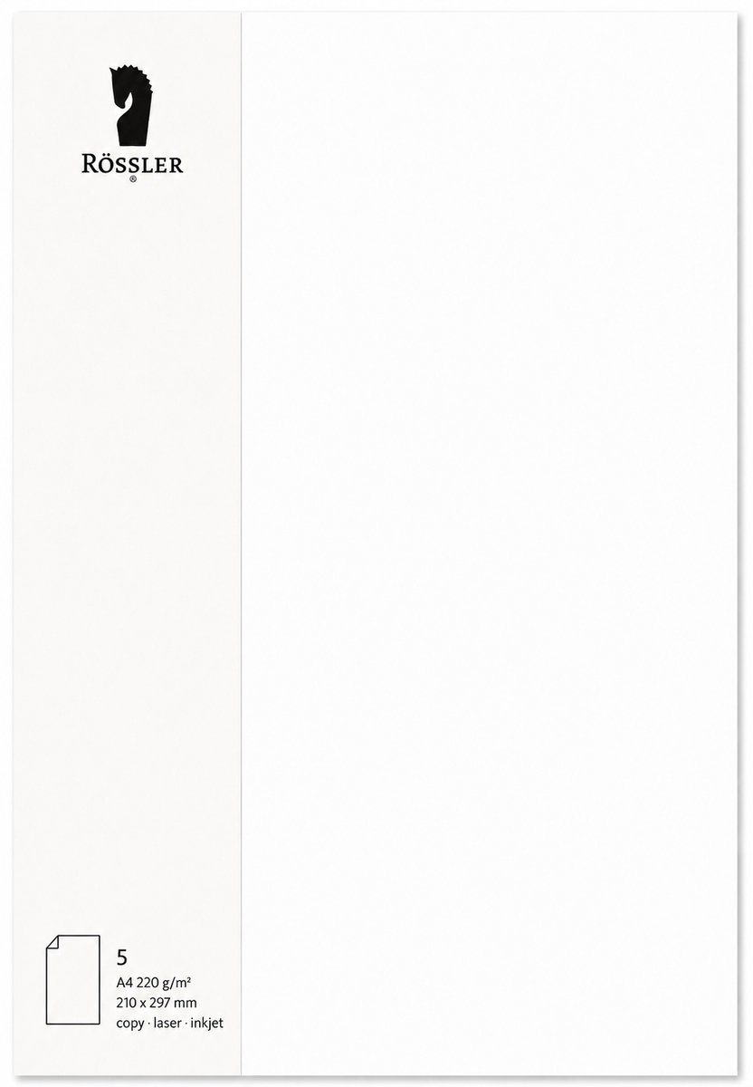 Rössler papier - A4 - Schrijfpapier - Fijn papier - 5 Vel - 220g - Wit