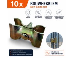Bouwhekklem standaard - Met slotbout - Set van 10 - Stalen hekverbinders
