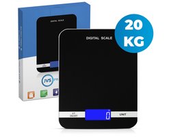Keukenweegschaal - 1G tot 20KG - Luxe Digitale Keukenweegschaal - Inclusief batterijen - Glasplaat - LCD-Scherm - Tarra functie - Zwart/Wit