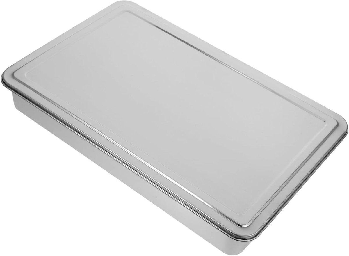 Rechthoekige Bakplaat Ovenschaal Bakvorm Cakes Brownies Bakken Met Deksel 44.5x29.5x6.7cm Zilver
