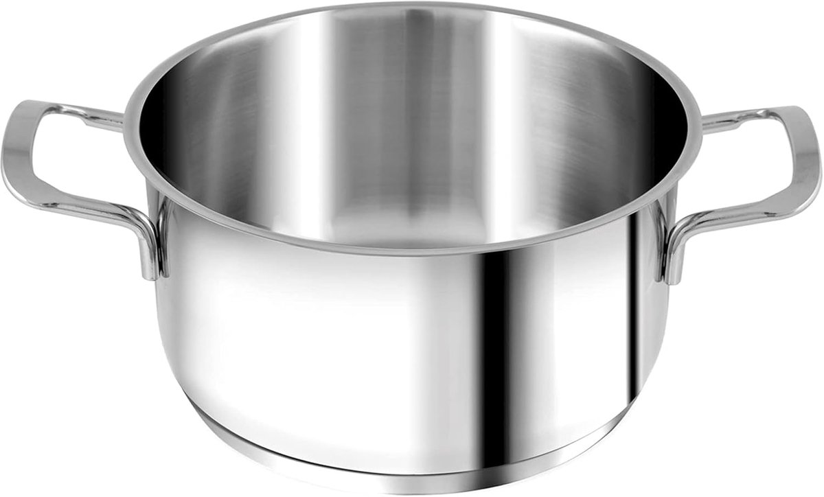 Kookpan Met Deksel - Sauspan Steelpan - Koken Inductie - Dubbele Handgrepen Glas - 22 cm 4.5 Liter - Wit