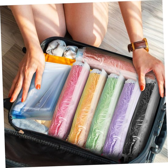 Roll up Compressiezakken - Reis Vacuümzakken - Kleding Opbergen - Dubbele Afdichting Strips - 12 Stuks 70x50cm - Zoals Getoond — afbeelding 4