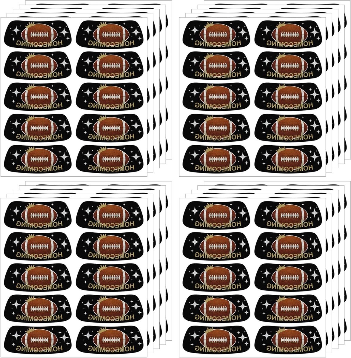 100 paar tijdelijke gezichtsstickers met voetbalontwerpen voor sportwedstrijden, eenvoudig aan te brengen en te verwijderen, ideaal voor fans en cheerleaders