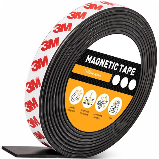 Zelfklevende magneetstrip - 12m - 2cm breed - Magneetstrip - Magneten - Magneetband - Magnetische - Whiteboard - Tape zwart - 3m - Plakstrips - Magneettape