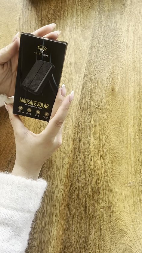 Golden Sound Powerbank met zonnepaneel - Geschikt voor Magsafe systeem - Solar Powerbank - Zonneenergie powerbank - Noodpakket - 10.000 mAh - Magnetische powerbank - Draadloos opladen
