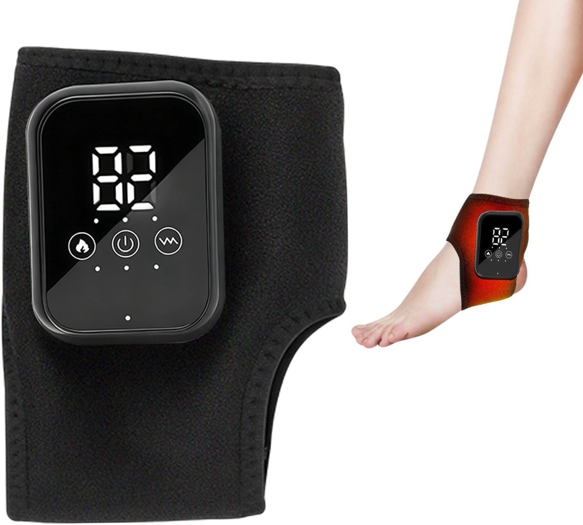 Elektrische Voetmassager - Draadloze Enkelmassage - Diepe Ontspanning - 3-in-1 Techniek - 19 x 9 x 4 cm - Zwart