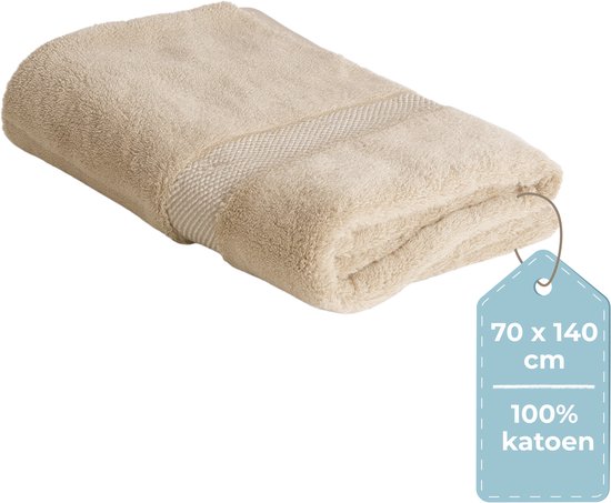 HUSH Living Badhanddoek - 70×140 cm - 100% katoen - zware kwaliteit 500g/m2 - Zand