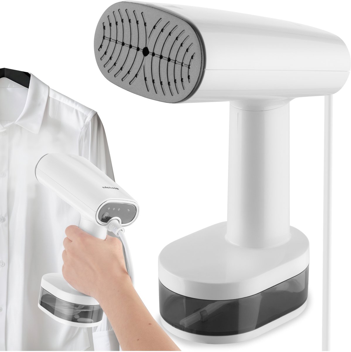 tectake® - Kledingstomer - Stomer met 4 standen - Adapter voor op reis - Voor overhemden en blouses - Stoomapparaat voor katoen en wol - Ideaal voor onderweg