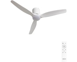 CREATE - Stille plafondventilator 40W Ø132 cm 100% hout - Wit - WIND CALM SLIM LIGHT