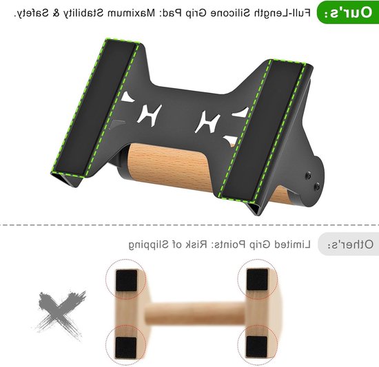 Houten Push Up Bars met Stevige Stalen Beugel, Antislip Ontwerp voor Calisthenics, Handstand en Krachttraining, Ondersteunt tot 600 kg — afbeelding 2