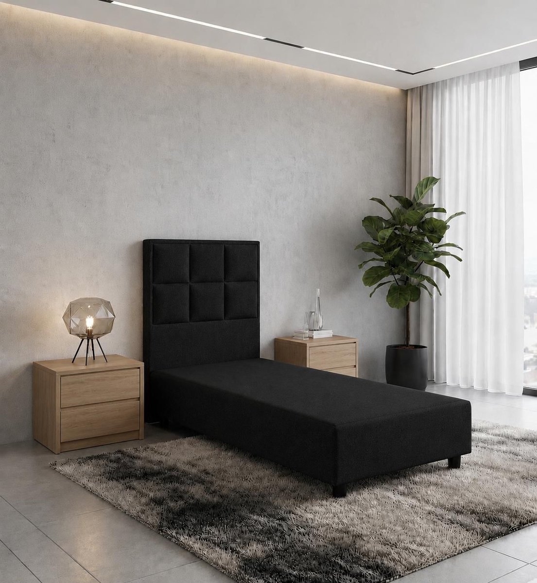 Bal Bedden Boxspring DreamLux - 80x210 Zonder matras - Zwart 8 Vaks - BalBedden