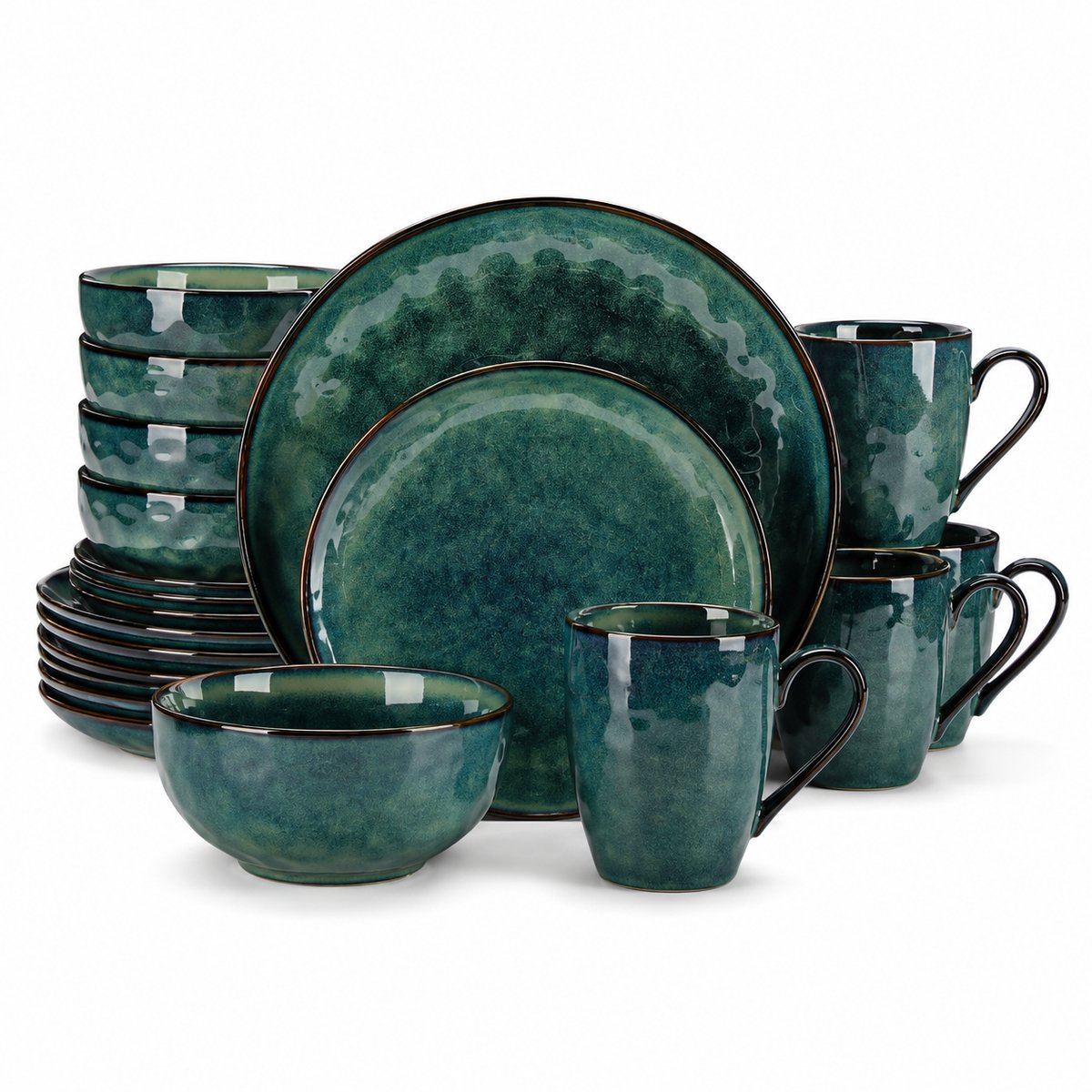 CINK Living® Luxe Serviesset 32-Delig – Groen Keramiek – Stoneware Dinner Set – Servies voor 8 Personen