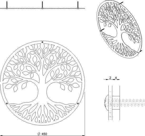 Wanddecoratie ROOTS - CORTENSTAAL - Buiten - Levensboom - Tree of Life - diameter: 45cm