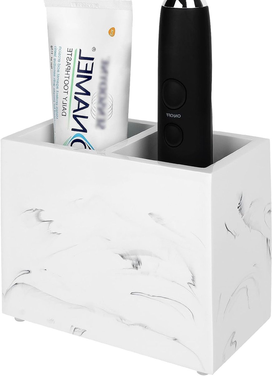 Toothbrush Houder voor Badkamer, Resin Tandenborstelstandaard en Tandpasta Organizer voor Elektrische Tandenborstels, Geschikt voor Oral-B en Philips Sonicare (Wit) — afbeelding 1