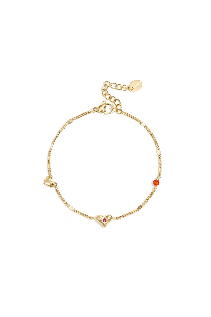 Armband met hartjes en steentjes patroon - zilveren kleur