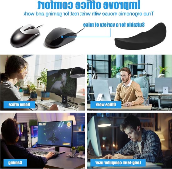 Ergonomische Polssteun voor Muis, Lichtgewicht en Glijdende Polssteun voor Laptop en Gaming, Ideaal voor Kantoor en Thuisgebruik — afbeelding 2