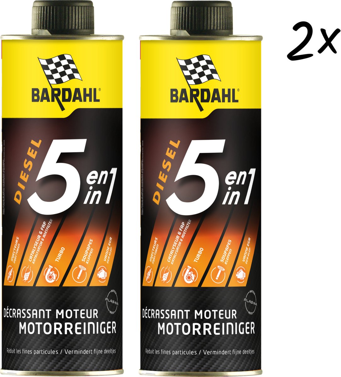 Bardahl Motor Reiniger 5 In 1 Diesel 2x 500ml - 1L