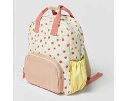 Kinderrugzak voor Meisjes - Peuterrugzak 2-4 Jaar - Roze met Aardbeienpatroon - 28 cm - Rugzak Kind voor Kinderdagverblijf & School - Met Verstelbare Zijvakken
