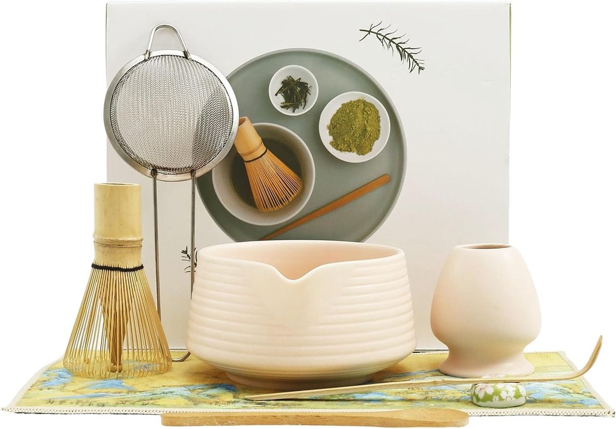 Complete Matcha Thee Set - 8 Delige Ceremonie Set met Klopper, Kom en Accessoires
