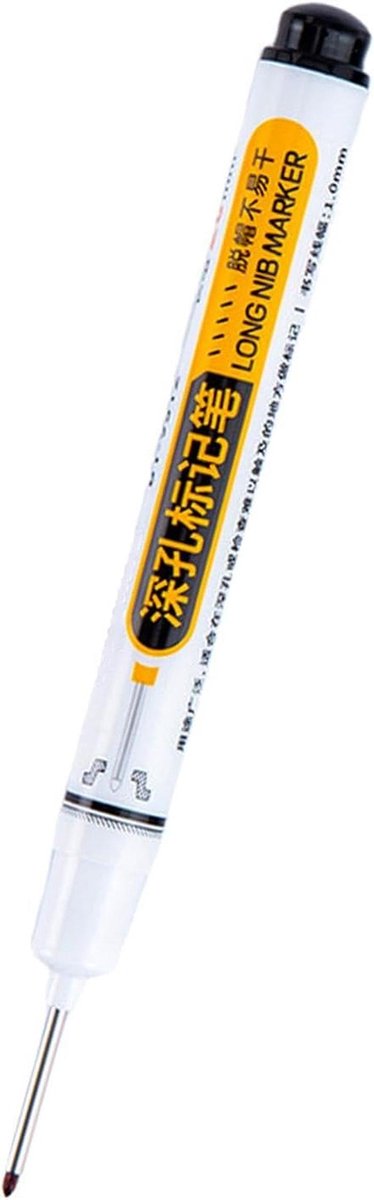 Diepe Gat Marker - Lange Punt Pen - Houtbewerking Precisie - Waterdicht Sneldrogend - 2cm Punt Lengte - Zwart