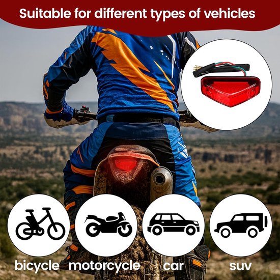 Motorfiets Achterlicht - LED Remlicht - Veilig Zichtbaar - Geïntegreerd 3-in-1 - 12V - Rood — afbeelding 5