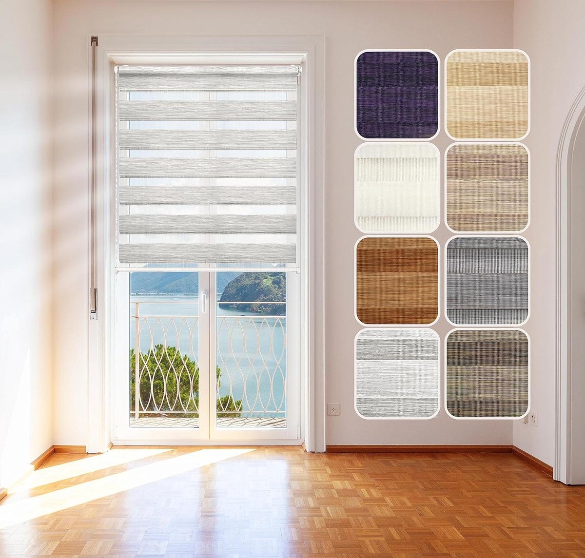 Dubbel rolgordijn naturel, wit, 100x150cm - duo-rolgordijn klemfix met klemdragers, raamro