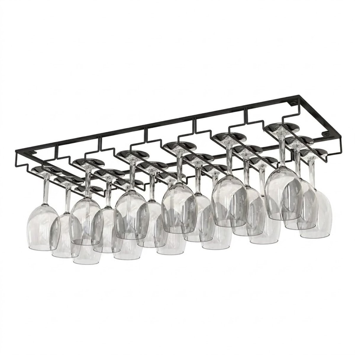Solvix Glazenhouder – Glazenrek – Wijnglazenhouder – Wijnrek Hangend – Metalen Ophangsysteem voor 12-18 Glazen – 60×22,5 cm