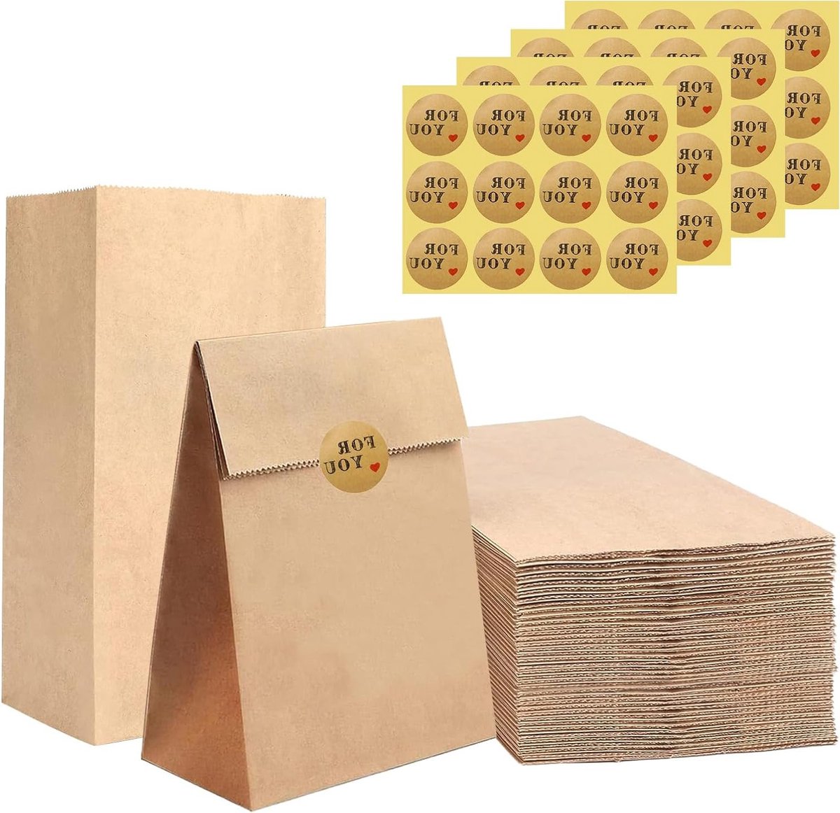 Kleine papieren zakken 100 stuks, bruine cadeauzakjes van kraftpapier, duurzame zakjes voor Pasen, Kerstmis en DIY-projecten, 17 x 9 x 5,5 cm