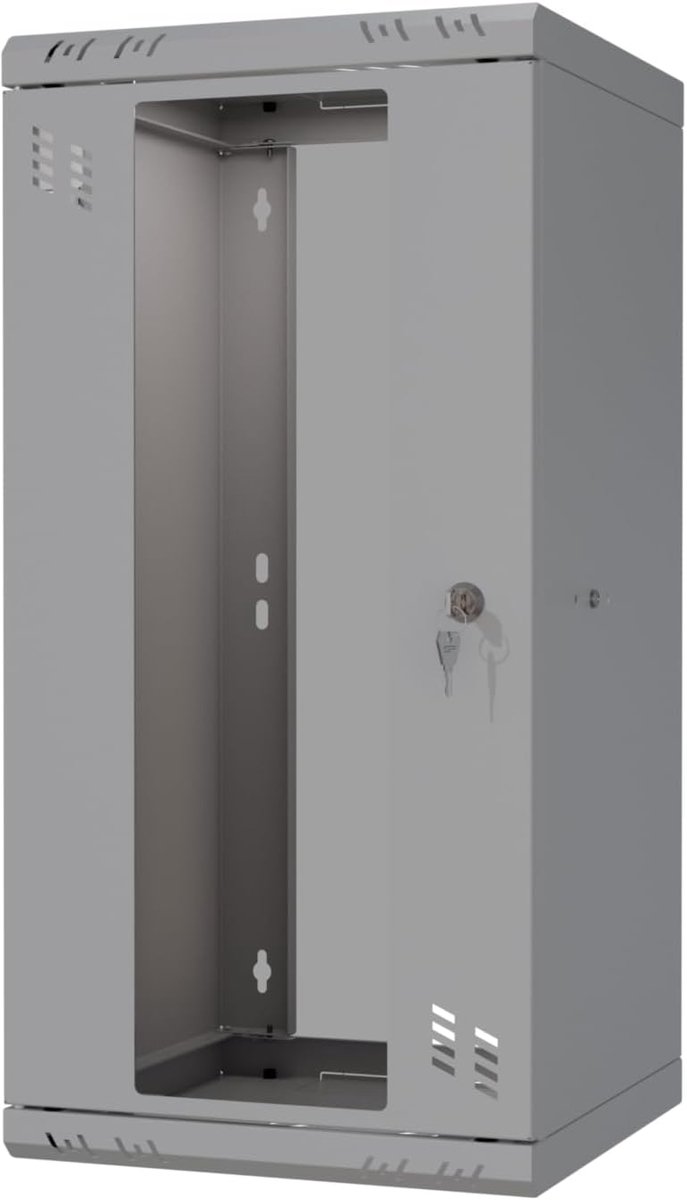 Netwerkkast 10 inch - Serverkast Wandmontage - IT Organisatie Kantoor - Draagvermogen 25 kg - 12U Rack - Grijs