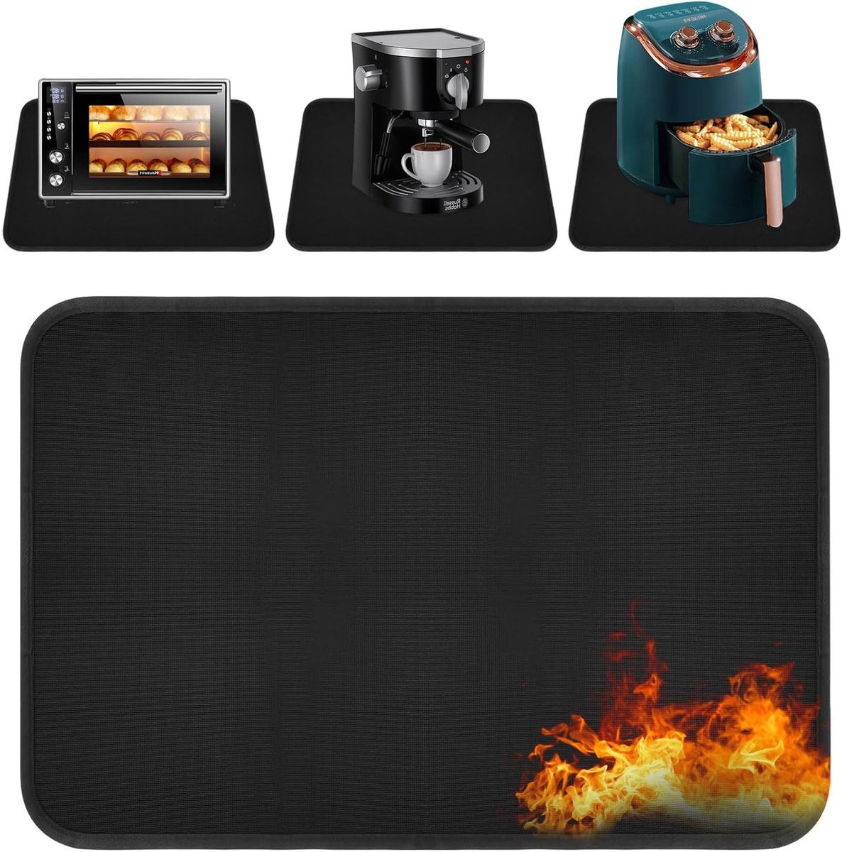 Hittebestendige mat voor airfryer 60 x 80 cm, vuurvast siliconen, antislip en waterdicht, ideaal voor oven, magnetron en keukenblad