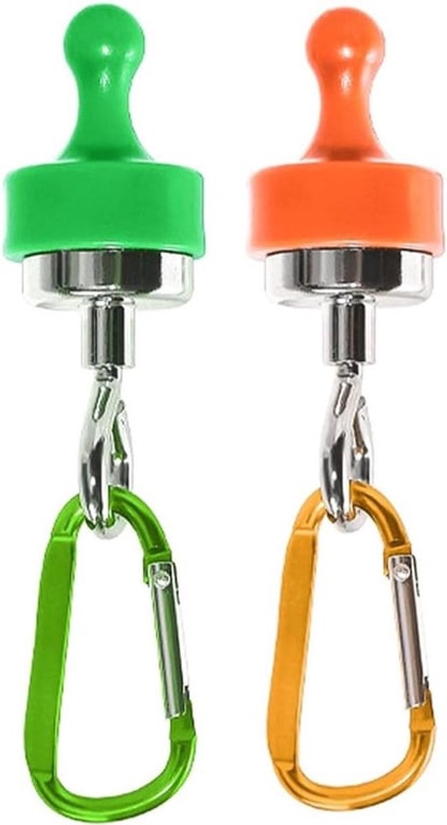- Magnetische Haken voor Buitengebruik - Ophangsysteem - Sterke Magneten - Fluorescerend - Kampeertenten Garage Koelkasten - Luifels - Geschikt voor D-Type Ophanging - Groen Oranje.